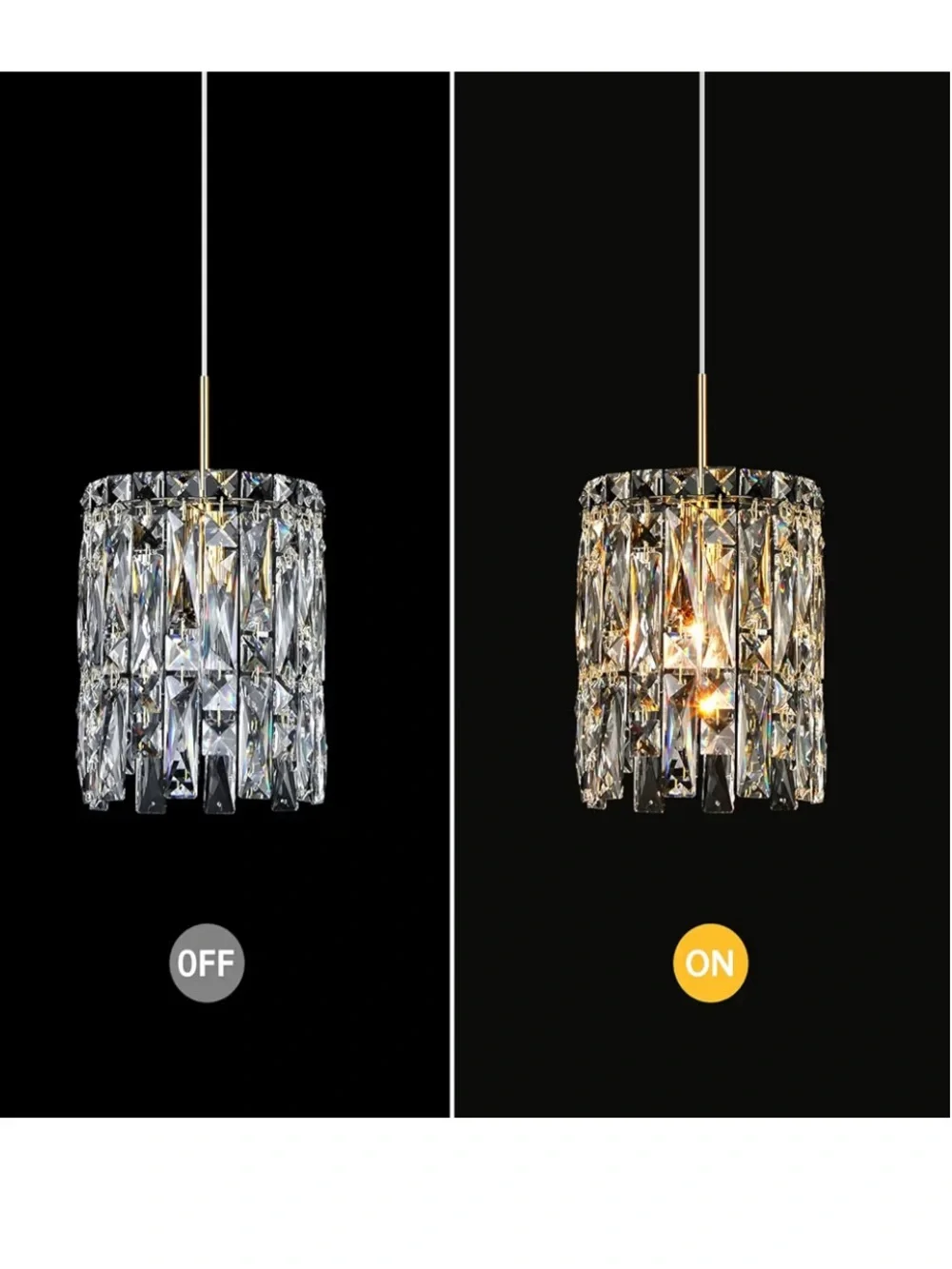 NIB Modern K9 Gold Crystal Pendant Lights Fixtures Kitchen Island Set of 3